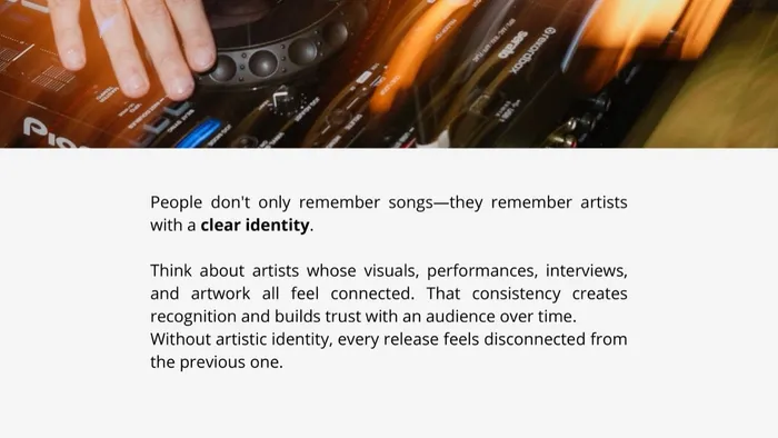 A page from The Artist Project Roadmap: Everything begins with the music