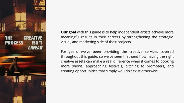 A page from The Artist Project Roadmap: the creative process isn't linear